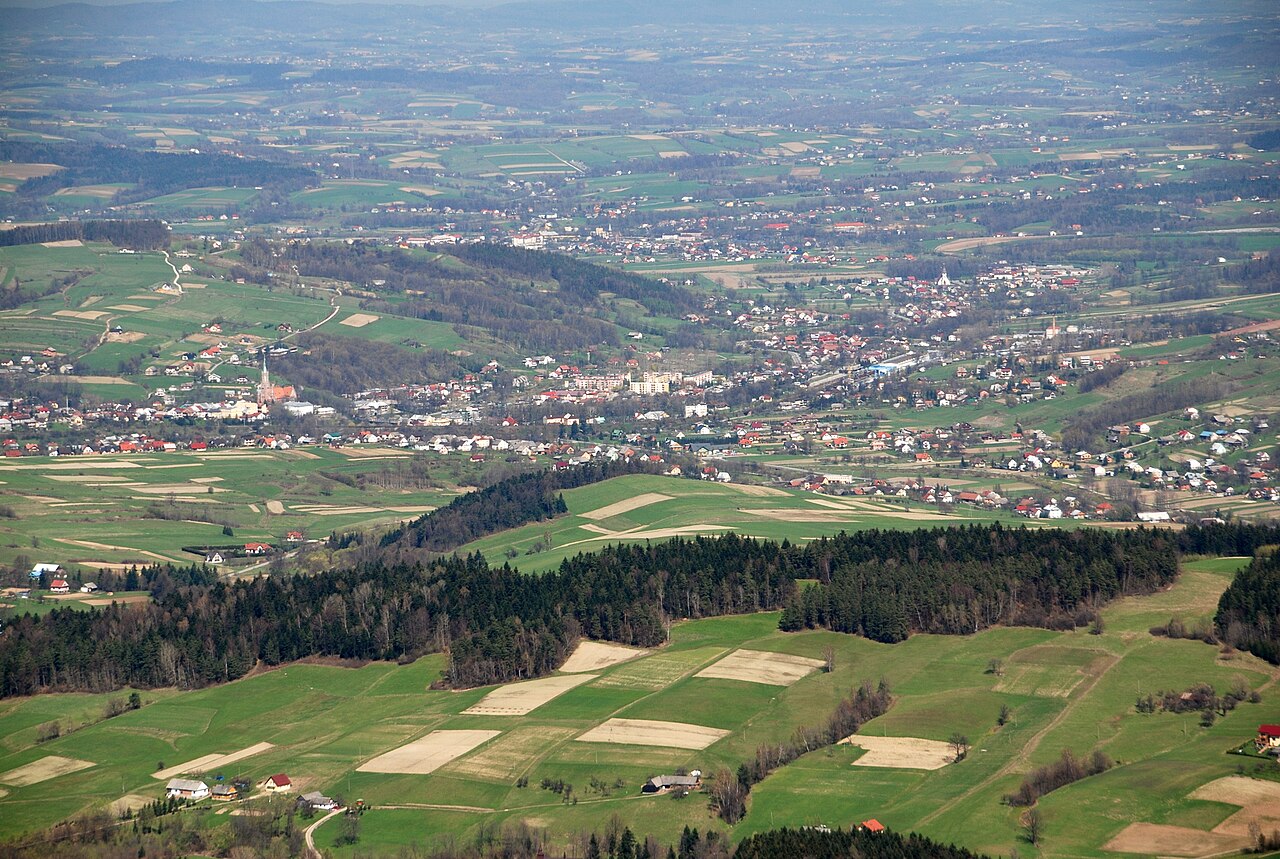 Widok miasta Grybów
